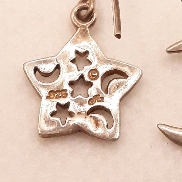 Sterling Silver Star and Moon Earrings - Picture 4 of 7